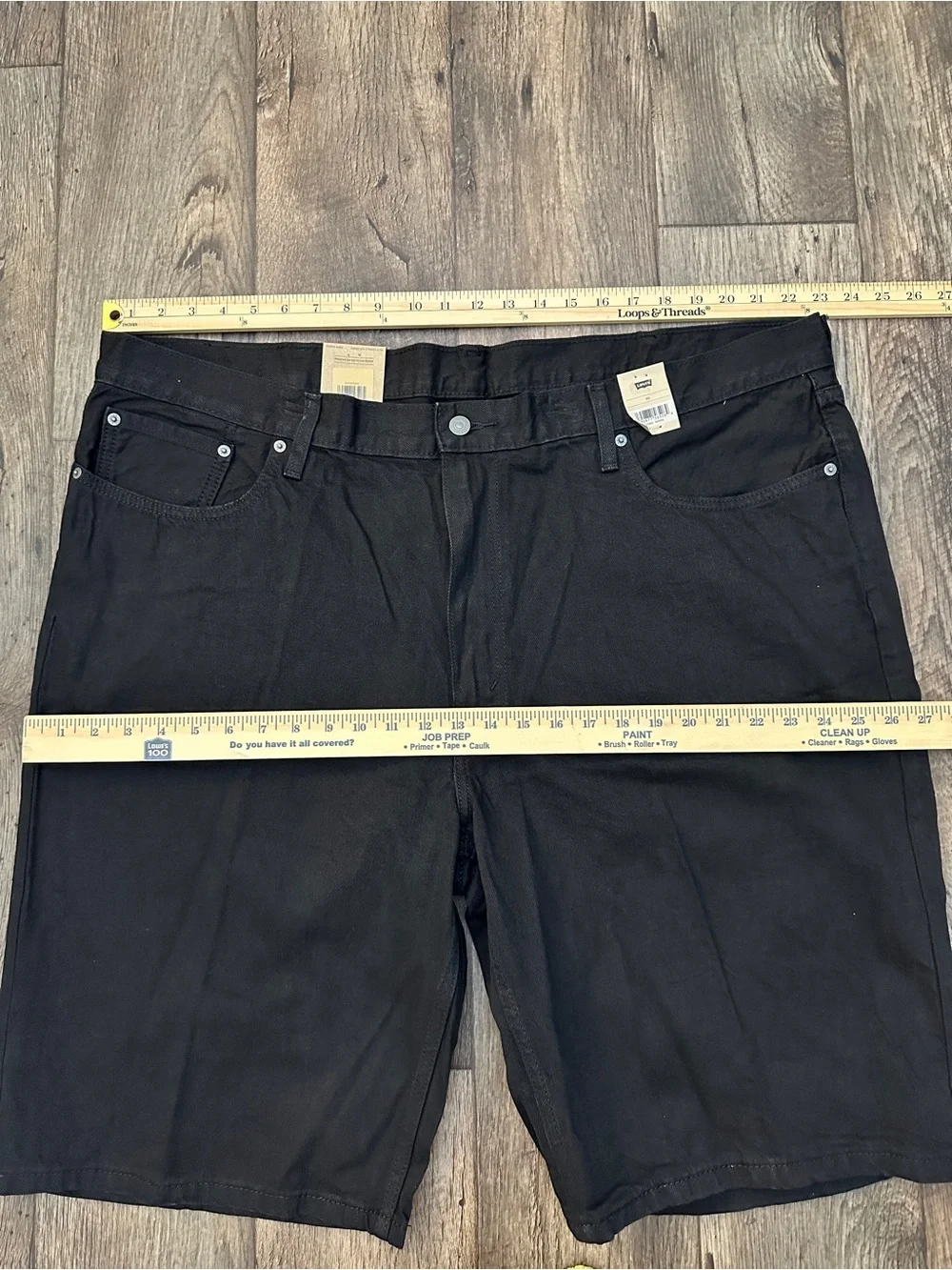 Levis 469 Loose 100% Cotton Denim Shorts Men’s Size 46 Black - Picture 6 of 10
